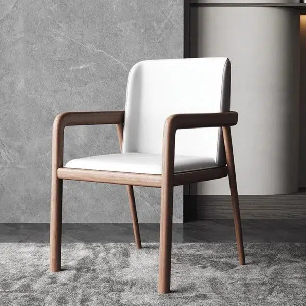 Traditional Chinese Square Ash Wood High Resilience Sponge PU Leather Dining Chair Backrest Armrest For Dining Room - Image 8