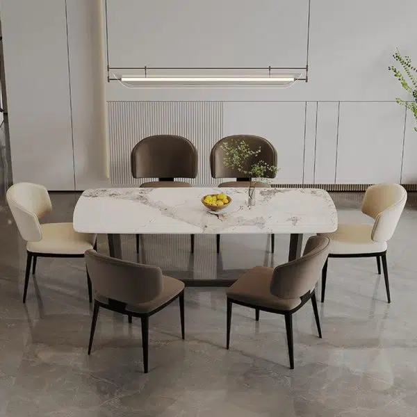 Modern Luxury Square Leather Iron Chair Backrest Armless For Living Room - Image 11