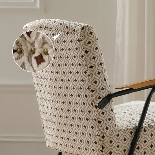 Contemporary Luxury Rectangular Iron Fabric Accent Chair Backrest Armrest For Living Room - Image 6
