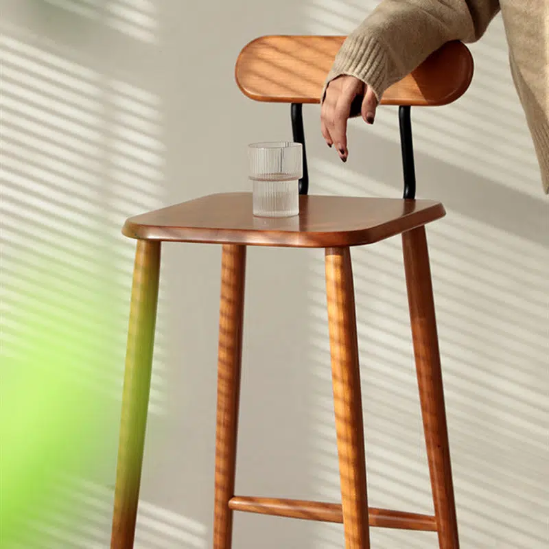 05-ebb5cc1e-0a17-49d6-8011-988cbad0a0bb.jpg Contemporary Nordic Square Wood Iron Bar Stool Backrest Footrest For Dining Room - Image 1