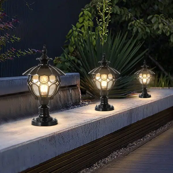 Outdoor European Round Column Head Light 1-Light Waterproof Garden Landscape Light - Image 4