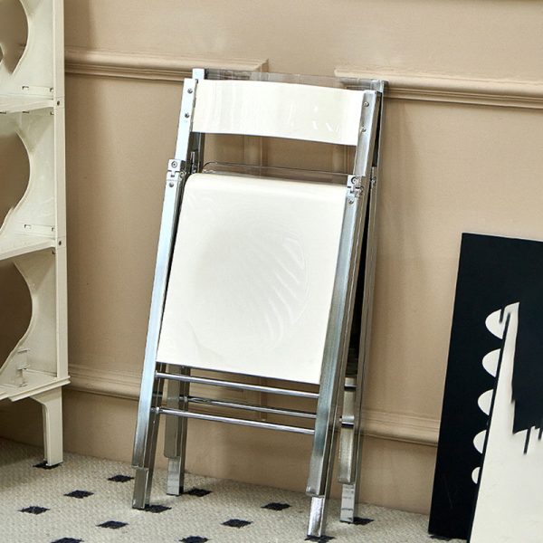 Contemporary Nordic Square Acrylic Metal Dining Chair Foldable For Dining Room - Image 13