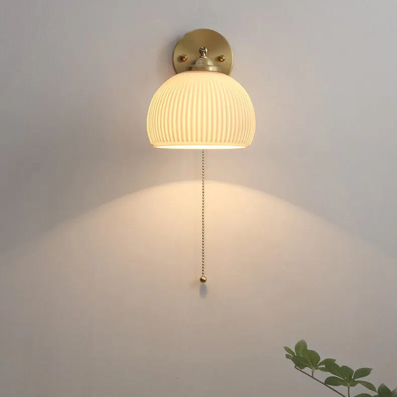 06-03a41fba-7fc3-4cee-9518-4a302847334c.jpg Nordic Striped Milk White Glass Brass 1-Light Pull Cord Wall Sconce Lamp - Image 1