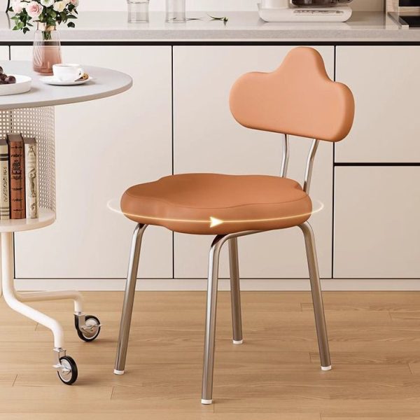 Contemporary Nordic Flower Shape Leather Metal Swivel Dining Chair Backrest For Living Room - Image 4