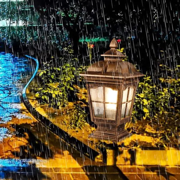 Industrial Aluminum Pagoda Water-grain Glass 1-Light Outdoor Lawn Landscape Light - Image 4