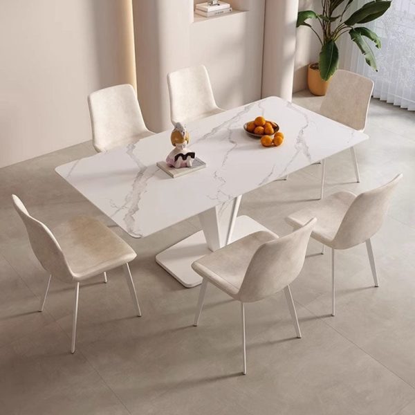 Contemporary Scandinavian Leather Carbon Steel Sponge Square Curved Dinining Chair Backrest For Dining Room - Image 14