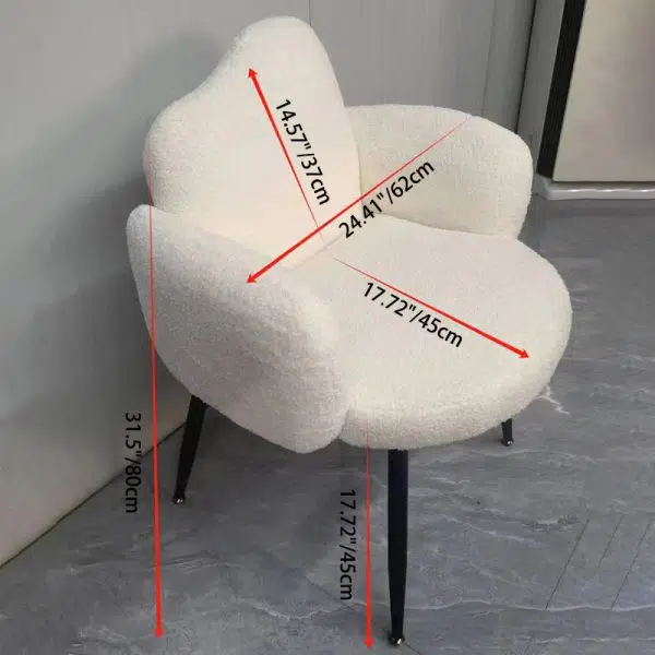 Contemporary Scandinavian Cloud Design Lambswool Vanity Stool Backrest Armrest For Bedroom - Image 5