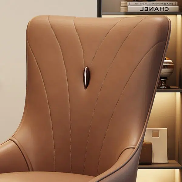 Contemporary Scandinavian Leather Carbon Steel Sponge Latex Square Dining Chair Backrest For Dining Room - Image 9