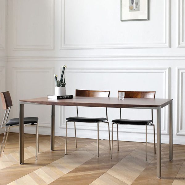 Contemporary Nordic Rectangular Curved Backrest Wood Leather Dining Chair For Dining Room - Image 15