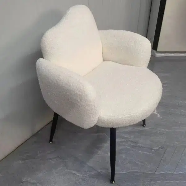 Contemporary Scandinavian Cloud Design Lambswool Vanity Stool Backrest Armrest For Bedroom - Image 9