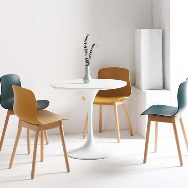 Contemporary Nordic Curved Square PP Wood Dining Chair Backrest For Dining Room - Image 9