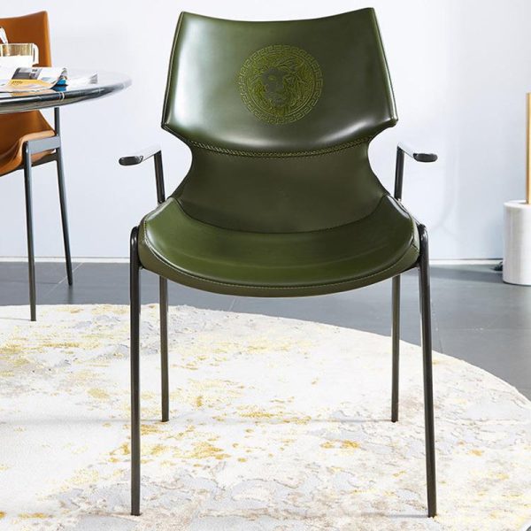 Contemporary Luxury Leather Metal Tapered Legs Dining Chair Backrest For Living Room - Image 14