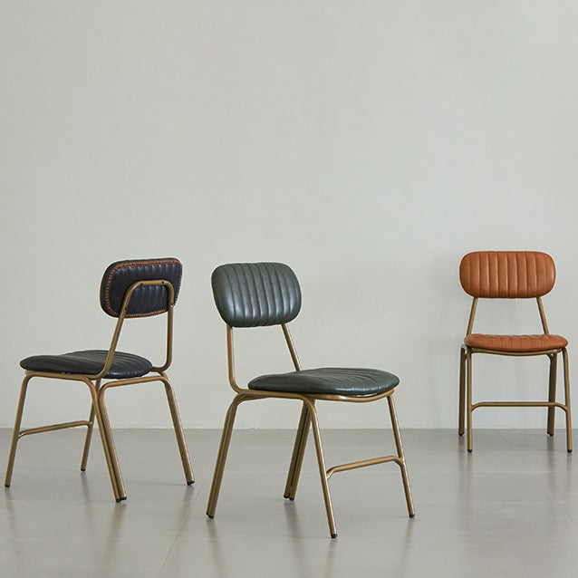 06-2e590c45-c694-40b2-b7cd-1940b52ca397.jpg Contemporary Industrial Leather Iron Square Elliptical Stripe Dining Chair Backrest Footrest For Dining Room - Image 1