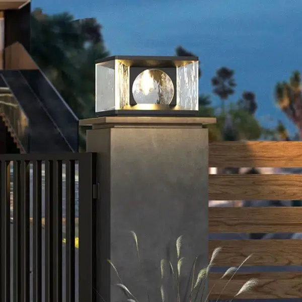 Modern Minimalist Solar Waterproof Rectangle Stainless Steel Glass LED Post Head Light For Outdoor Patio - Image 15