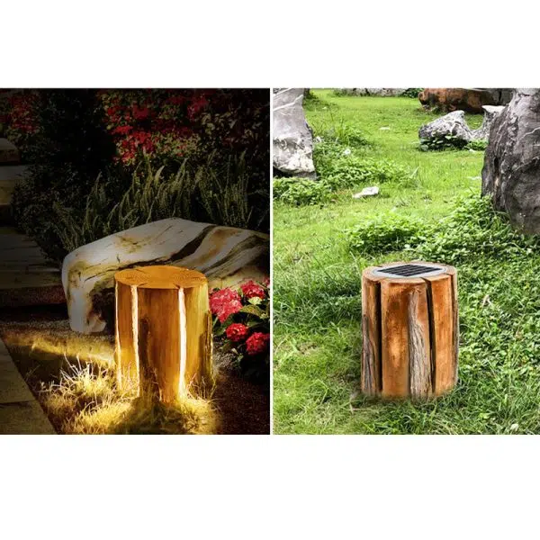 Modern Art Deco Waterproof Solar Iron Resin Tree Stump LED Landscape Lighting Outdoor Lighting For Garden - Image 5