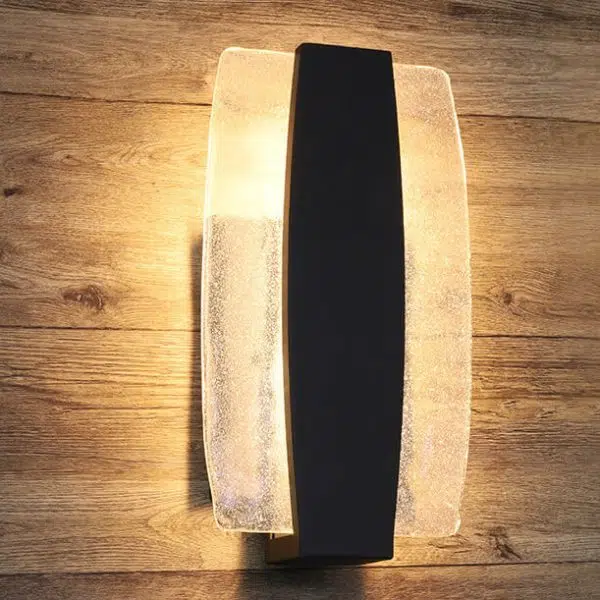 Modern Minimalist Rectangle Aluminum Glass LED Wall Sconce Lamp For Outdoor Patio - Image 3