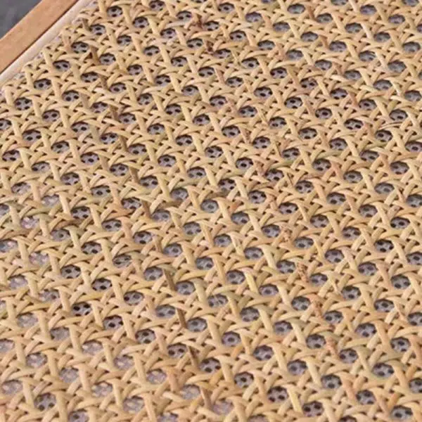 Contemporary Scandinavian Rectangular Wood Rattan Chair Backrest Armrest For Living Room - Image 5