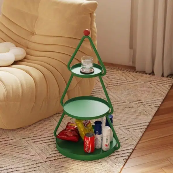 Contemporary Creative Round Iron End Table 3-Tier For Living Room - Image 5