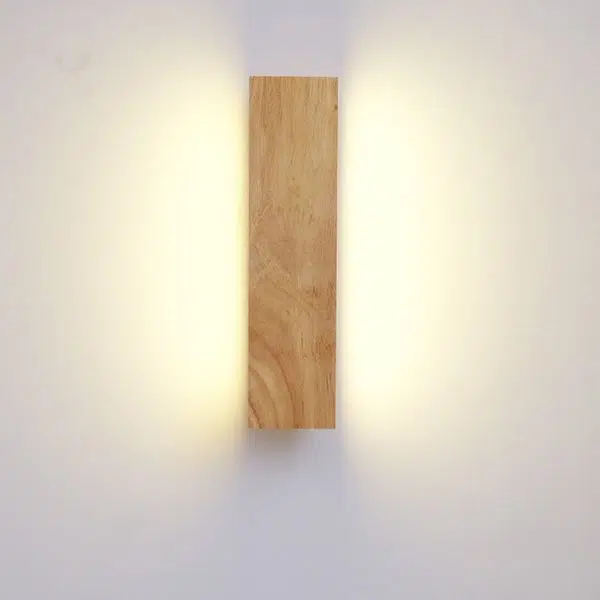Japanese Minimalist Log Rectangular Flat Rotatable LED Wall Sconce Lamp - Image 4
