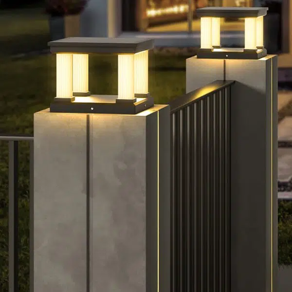Contemporary Industrial Stainless Steel Square Column LED Waterproof Solar Post Lamp For Outdoor Patio - Image 4