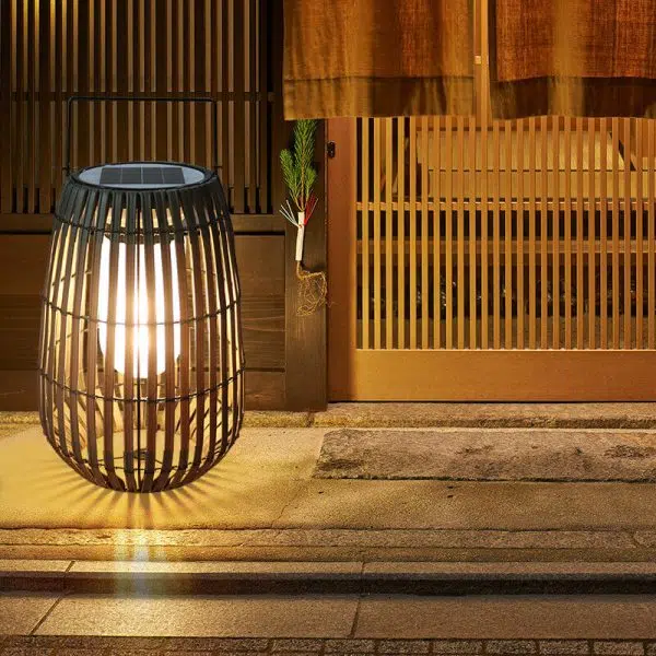 Modern Rustic Rattan Weaving Portable Outdoor Waterproof Solar LED Lawn Landscape Light - Image 11