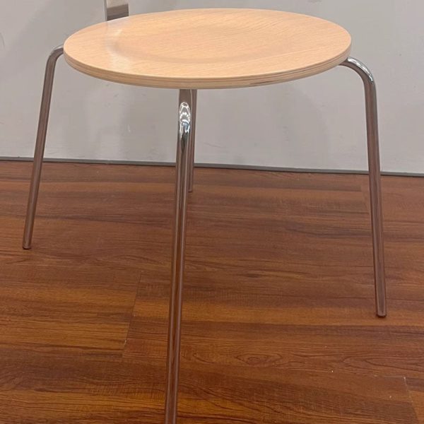 Contemporary Nordic Wood Stainless Steel Round Dining Chair Backrest For Dining Room - Image 6