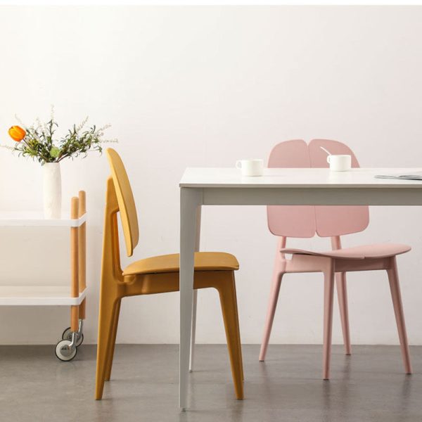 Contemporary Scandinavian Plastic Steel Metal Square Dining Chair Backrest For Dining Room - Image 14