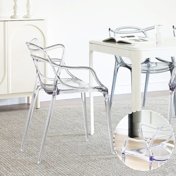 Contemporary Creative Curved Frame Plastic Acrylic Dining Chair Backrest Armrest For Dining Room - Image 9