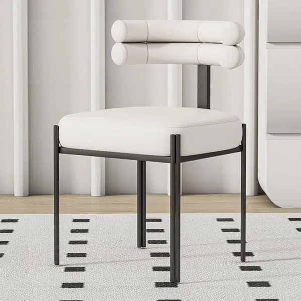 Contemporary Creative Half Arc Square Leather Metal Dining Chair Backrest Armless For Dining Room - Image 8