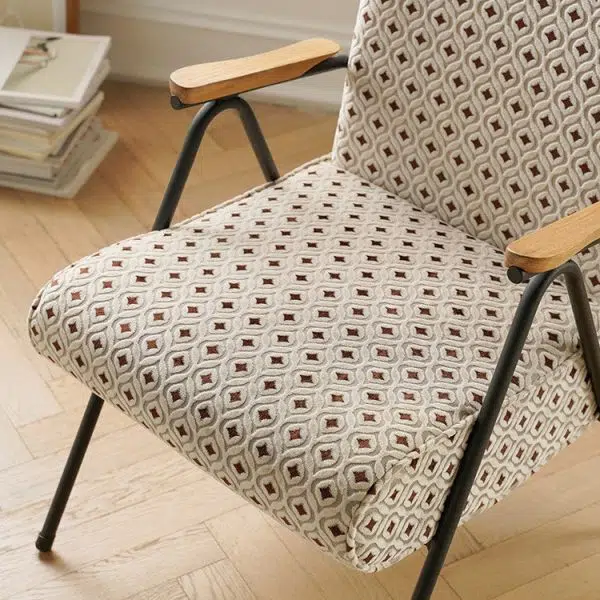 Contemporary Luxury Rectangular Iron Fabric Accent Chair Backrest Armrest For Living Room - Image 8