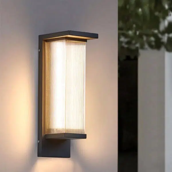 Industrial Waterproof Rectangular PC Striped Shade LED Outdoor Wall Sconce Lamp - Image 4