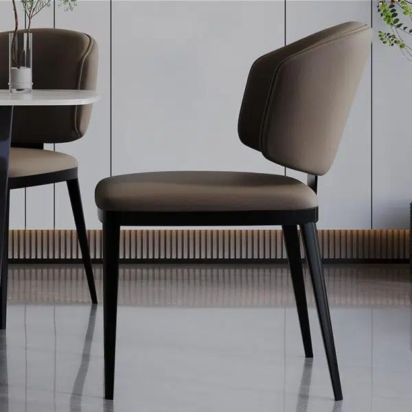 Modern Luxury Square Leather Iron Chair Backrest Armless For Living Room - Image 7