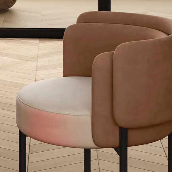 Contemporary Luxury Fabric Upholstered Metal Legs Dining Chair Backrest For Dining Room - Image 5