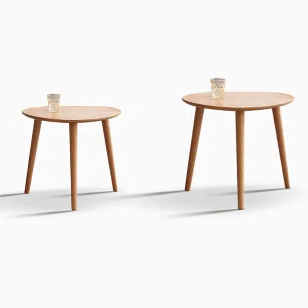 Contemporary Japanese Oval Wood Side Table 1-Tier For Living Room - Image 16