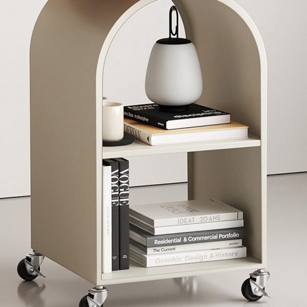 Contemporary Creative Arched Frame Top Tempered Glass Base Iron End Table 2-Cabinets For Living Room - Image 5