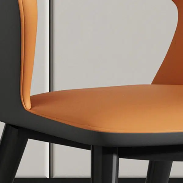 Contemporary Scandinavian Leather Fabric Carbon Steel Sponge Square Wing Dining Chair Backrest Armrest For Dining Room - Image 7