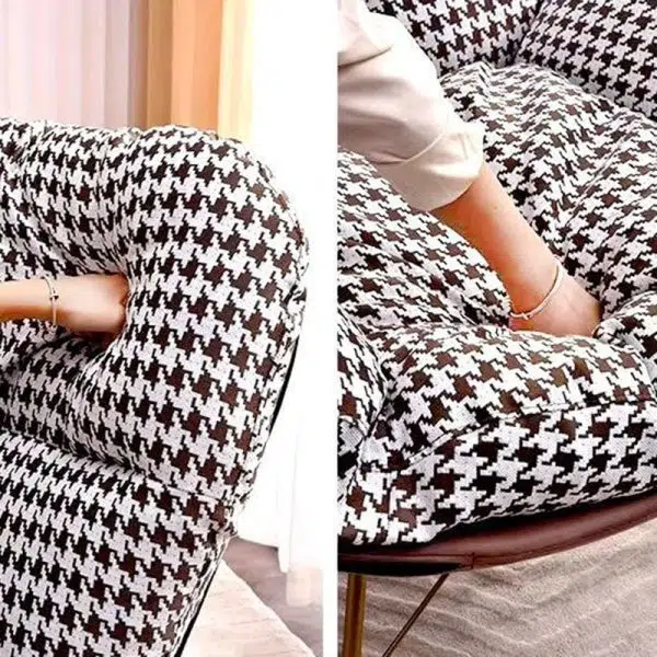 Contemporary Nordic Houndstooth Velvet Upholstered Carbon Steel Rocking Chair Backrest For Living Room - Image 7