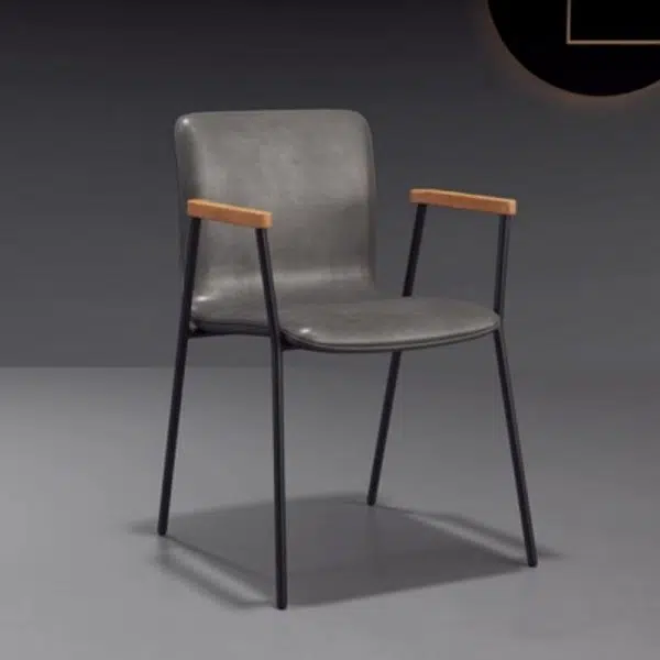 Contemporary Luxury Square Faux Leather Upholstered Dining Chair Backrest Armrest For Dining Room - Image 18