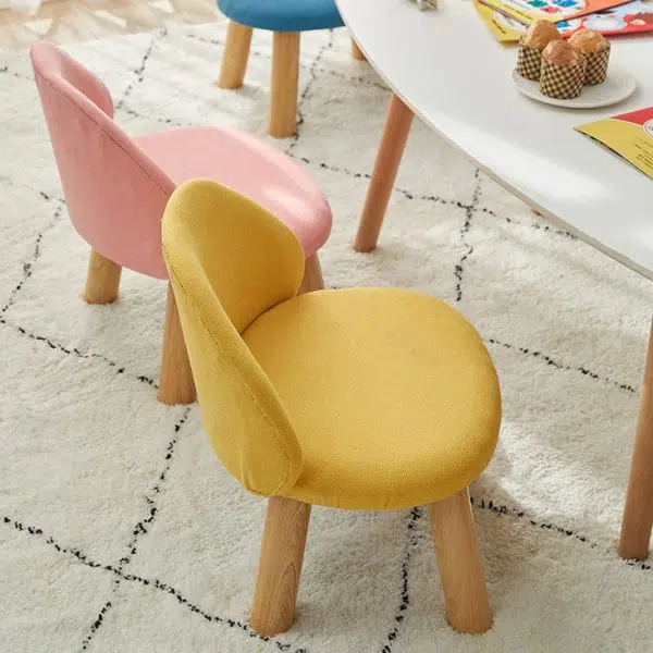 Contemporary Nordic Fabric Round Footstool Backrest For Entryways - Image 15