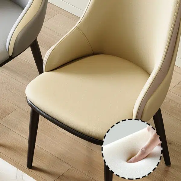 Modern Minimalist Curved Leather Iron Chair Backrest Armless For Living Room - Image 7