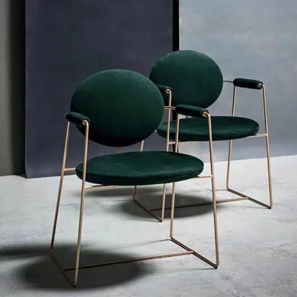 Contemporary Scandinavian Round Cushion Microfiber Leather Stainless Steel Dining Chair Backrest Armrest For Dining Room - Image 10