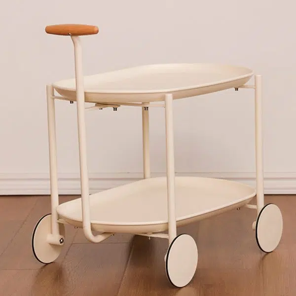 Contemporary Creative Removable Rectangular Oval ABS Wood Metal End Table 2-Tier For Living Room - Image 3