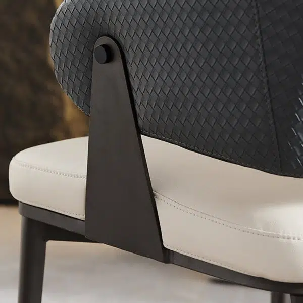 Contemporary Scandinavian Leather Carbon Steel Sponge Square Lozenge Dining Chair Backrest Armrest For Dining Room - Image 9