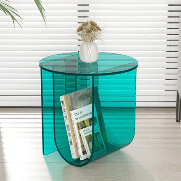 Contemporary Nordic Curved Acrylic End Table Storage For Living Room - Image 4
