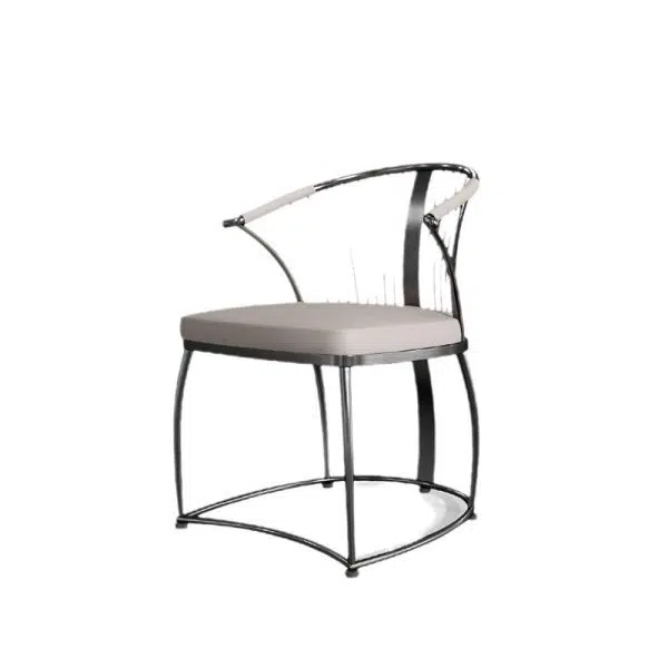 Contemporary Luxury Curved Stainless Steel Leather Chair Backrest Armless For Living Room - Image 17