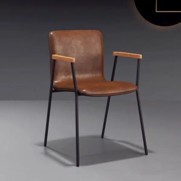 Contemporary Luxury Square Faux Leather Upholstered Dining Chair Backrest Armrest For Dining Room - Image 17