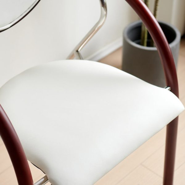 Contemporary Nordic Microfiber Leather Wood Stainless Steel Sponge Semicircular Curved Dining Chair Backrest Armrest For Dining Room - Image 8