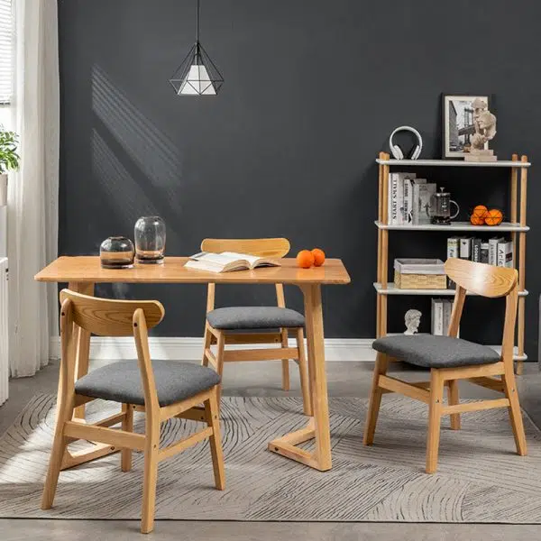 Contemporary Retro Square Linen Upholstered Wood Frame Dining Chair Backrest For Dining Room - Image 12