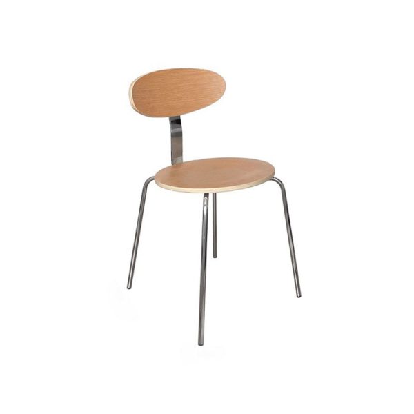 Contemporary Nordic Wood Stainless Steel Round Dining Chair Backrest For Dining Room - Image 16