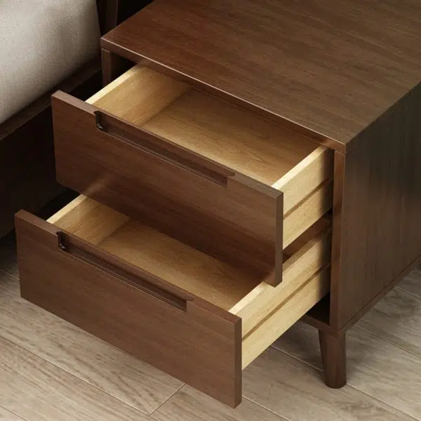 Contemporary Nordic Rectangular Solid Wood Nightstand 1/2 Drawer For Bedroom - Image 7